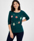 ფოტო #1 პროდუქტის Women's Ornament String Long-Sleeve Top, Created for Macy's