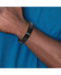 ფოტო #2 პროდუქტის Stainless Steel Black IP-plated Textured Leather ID Bracelet