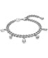 Rhodium-Plated Mixed Crystal Charm Link Bracelet