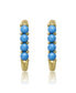 Teens Sterling Silver 14k Gold Plated with Nano Turquoise Beads Oblong U-Shaped Latch Back Hoop Earrings