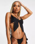 New Girl Order festival triangle butterfly shape bikini top in black crochet