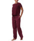 ფოტო #5 პროდუქტის Women's 2-Pc. Short-Sleeve Satin Logo Pajamas Set