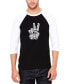 Men's Raglan Baseball Word Art Peace Out T-shirt Черно-белый, XL - фото #1