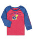 ფოტო #1 პროდუქტის Toddler Boys and Girls Heathered Red Kansas Jayhawks Long Sleeve Raglan T-shirt