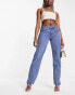 Missyempire low rise split leg jeans in blue