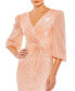 Women's Sequined Faux Wrap Puff Sleeve Gown