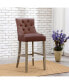 Фото #3 товара 29" Linen Fabric Tufted Buttons Upholstered Wingback Bar Stool