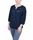 ფოტო #3 პროდუქტის Petite 3/4 Sleeve Swiss Dot Henley Top