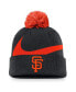 Men's Black San Francisco Giants Swoosh Peak Cuffed Knit Hat with Pom