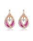 ფოტო #2 პროდუქტის Sterling Silver 14K Gold Plated, 18K Rose Gold Plated and White Gold Plated Ruby Baguette and Clear Round Cubic Zirconia Pear Drop Earrings