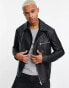 Фото #2 товара ASOS DESIGN faux leather biker jacket in black
