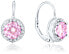 Silver earrings with pink crystals AGUC1159