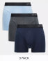 Фото #2 товара Jack & Jones 3 pack contrast waistband trunk in dark grey