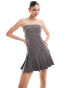 Фото #3 товара Extro & Vert pinstripe mini bandeau dress in grey