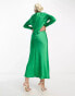 Фото #3 товара ASOS DESIGN satin biased maxi dress with button detail in bright green