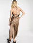 Reclaimed Vintage inspired satin midi dress in khaki