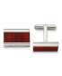 ფოტო #1 პროდუქტის Stainless Steel Red Koa Wood Inlay Rectangle Cufflinks