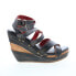 Фото #1 товара Bed Stu Juliana F374002 Womens Black Leather Slip On Wedges Sandals Shoes