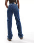 Monki Zami high waist straight leg jeans in mid blue