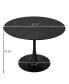 42.13" Modern Round Dining Table, Four Patchwork Tabletops With Black Solid Wood