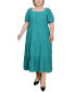 Фото #1 товара Plus Size Short Sleeve Tiered Midi Dress