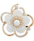 ფოტო #1 პროდუქტის Gold-Tone Imitation Pearl, Mother-of-Pearl & Crystal Flower Pin, Created for Macy's