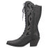 Dingo San Miguel Tooled Inlay Snip Toe Zippered Lace Up Womens Black Dress Boot