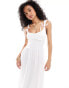 ASOS DESIGN milkmaid midi dress with full skirt and bow straps in white weiß, S - EU 36-38 - фото #5