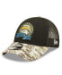 Фото #2 товара Men's Black, Camo Los Angeles Chargers 2022 Salute To Service 9FORTY Snapback Trucker Hat