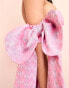 Фото #3 товара ASOS LUXE jacquard co-ord bandeau corsetted top with bow tie sleeves in pink print