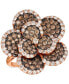 ფოტო #1 პროდუქტის Chocolate Diamond & Nude Diamond Flower Statement Ring (2-3/8 ct. t.w.) in 14k Rose Gold