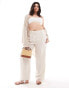 Фото #1 товара Vero Moda Curve wide leg dad trousers in oatmeal