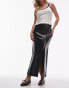 Фото #1 товара Topshop Petite vinyl double split midi skirt in black