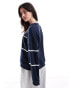 Pieces Sport Core sweatshirt with piping detail in blue and white BLAU, M - EU 38 - фото #4