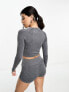 ASOS 4505 Icon seamless rib long sleeve crop top in washed grey