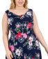 Фото #4 товара Plus Size Floral-Print Cowlneck Midi Dress