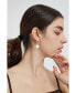 Pave Huggie Hoop Solitaire Imitation Pearl Drop Earrings