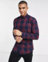 Jack & Jones Essentials buffalo check shirt in burgundy