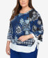 Фото #5 товара Plus Size Downtown Vibe Floral Flutter Sleeve Top with Woven Trim