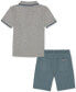 ფოტო #2 პროდუქტის Toddler Boy Heather Pique Polo Shirt and Twill Shorts