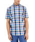 Фото #1 товара Men's Iman Plaid Poplin Short Sleeve Button-Down Shirt, Created for Macy's