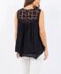 Women's Woven Top with Lace Yoke Double Layer Hem