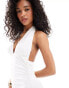 ASOS DESIGN halter ruched mini dress with peplum in ivory