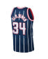 ფოტო #4 პროდუქტის Men's Hakeem Olajuwon Navy Houston Rockets 1996-97 Hardwood Classics Swingman Jersey