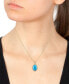 Фото #2 товара EFFY® Turquoise & Diamond (1/4 ct. t.w.) Oval Halo 18" Pendant Necklace in 14k Gold