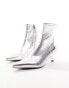 Stradivarius kitten heel boot in silver Серебристый, 37 - фото #4