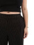 Vila Curve wide leg pinstripe trousers in black