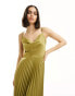 Closet London cowl neck pleated midaxi dress in moss green Зеленый, DE 32 - фото #2