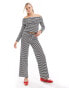 Pieces ribbed jersey trouser co-ord in mono stripe