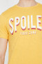 Erkek Sarı Bisiklet Yaka Kısa Kollu T-Shirt 9YAM14900OK